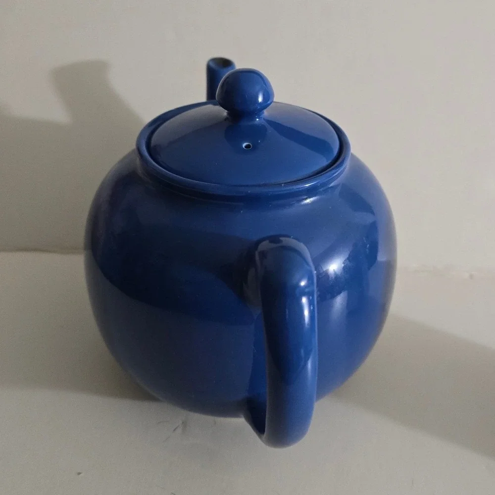 Cobalt Blue‎ Ceramic Teapot Round Glazed Tea Pot with Lid 4 Cup